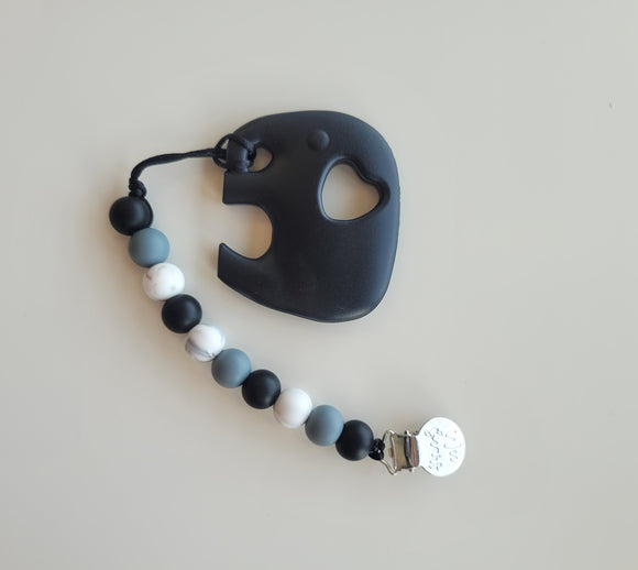 Teether Set with Clip - Monochrome Elephant