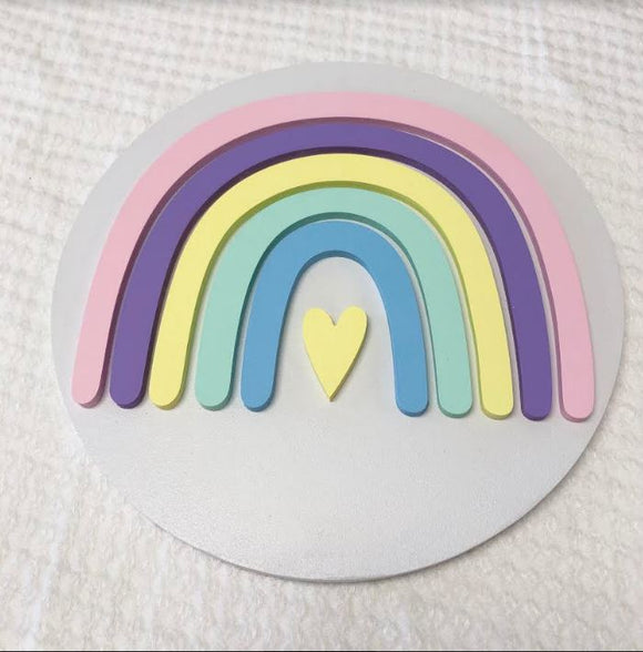 10'' Rainbow Cut Out on Wooden Round