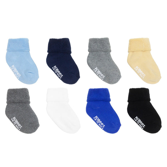 Robeez 8pk Infant Socks - Solid Terry Cuff Navy