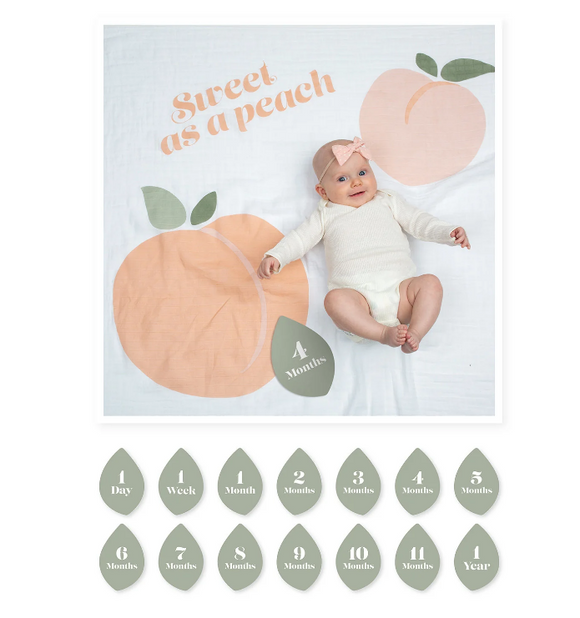 Lulujo 1st Yr Blanket & Card - Sweet as a Peach