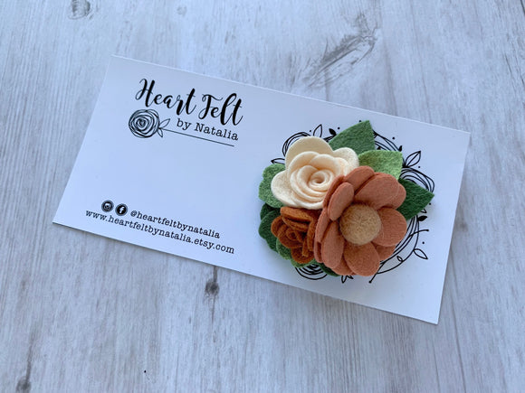 Heart Felt Mini Felt Flower Headband - Blush and Peach