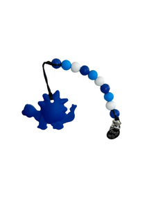 Wee Bears Teether Set with Clip - Blue Dino