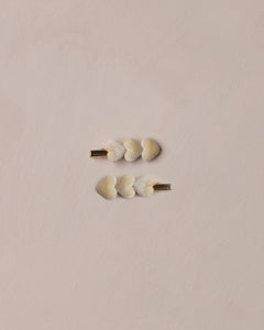 Velvet Heart Clips | Ecru