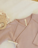 Wrap Top + Footed Pant Set - Rose