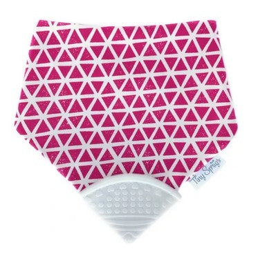 Organic Cotton Teething Drool Bib - pink triangles