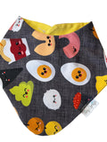 Organic Cotton Drool Bib - Black & Yellow Sushi