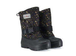 Stonz Kid Winter Boots Trek - 1Y - Black/Gold Stars