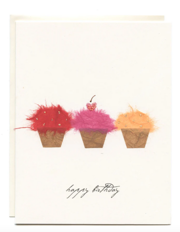 Flaunt Cards Birthday Three Cupcakes