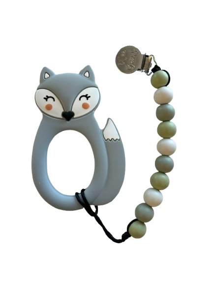 Teether with Clip - Grey Fox