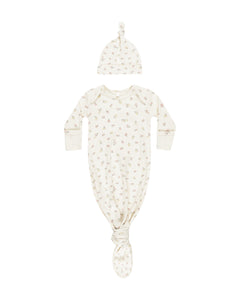 Knotted Baby Gown + Hat Set || Fleur