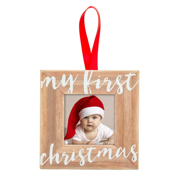 Pearhead Wood Frame Ornament - My First Christmas