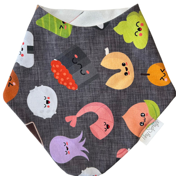 Organic Cotton Drool Bib - Black Sushi