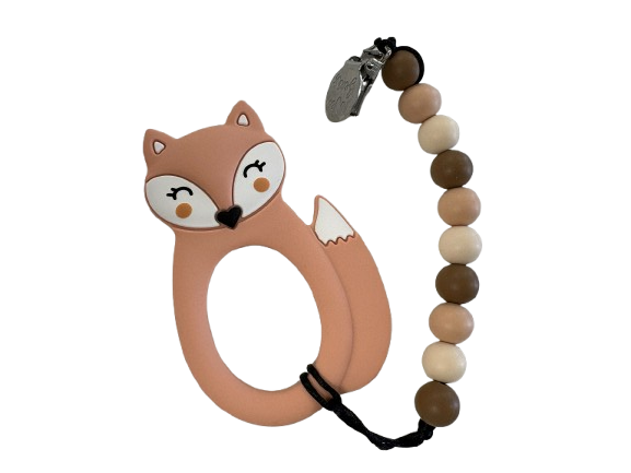 Teether with Clip - Peach Fox