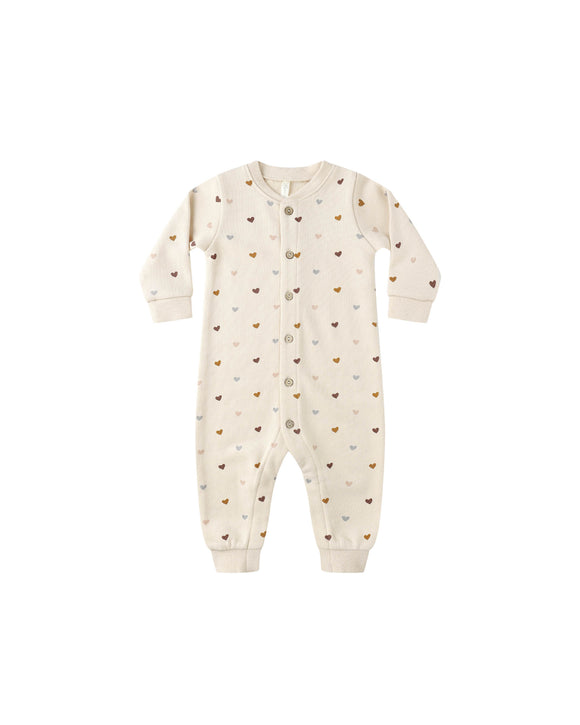 Button Down Jumpsuit - Hearts
