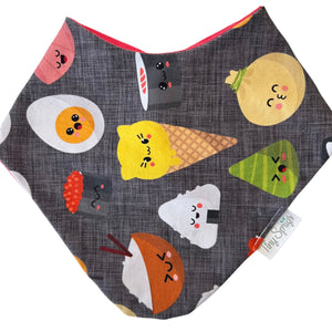 Organic Cotton Drool Bib - Black & Pink Sushi