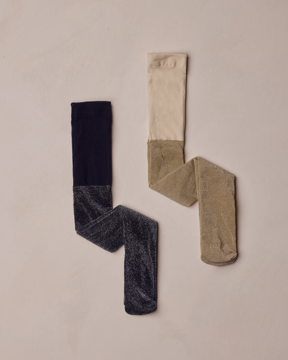 Shimmer Tights - Ecru + Black