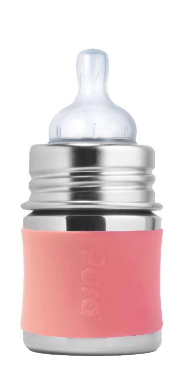 Stainless Steel Infant Bottle - Rose Sleeve