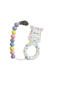 Wee Bears Teether Set with Clip - Pastel Zebra