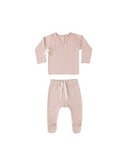 Wrap Top + Footed Pant Set || Blush