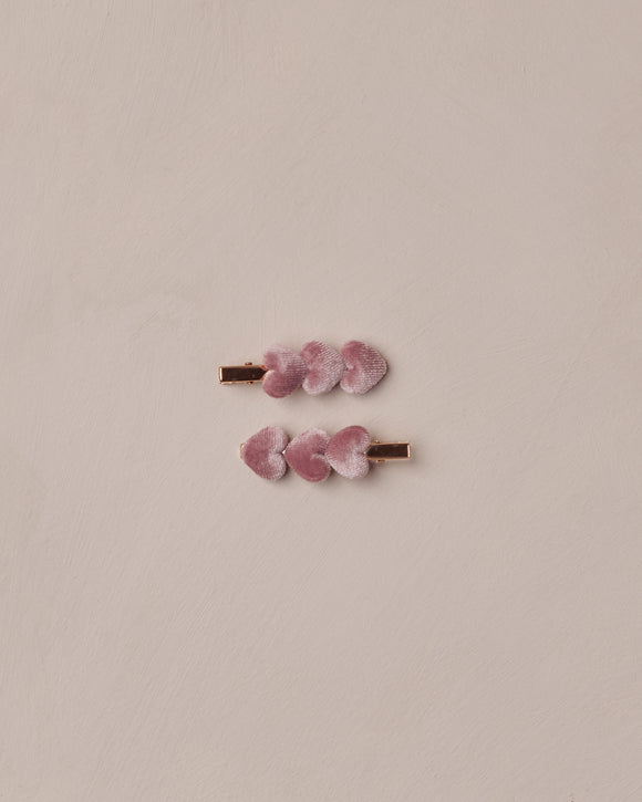 Velvet Heart Clips | Raspberry