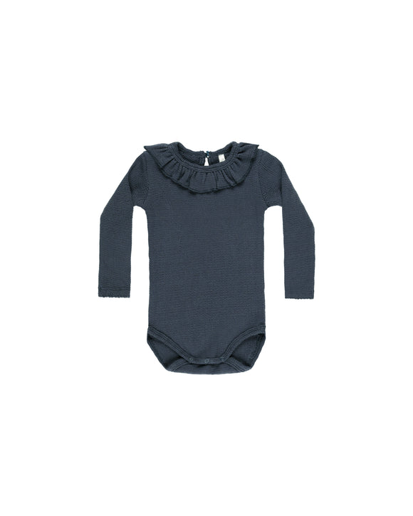 Ruffle Collar Bodysuit - Indigo