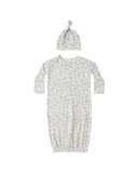 Bamboo Baby Gown + Hat Set - Blue Floral