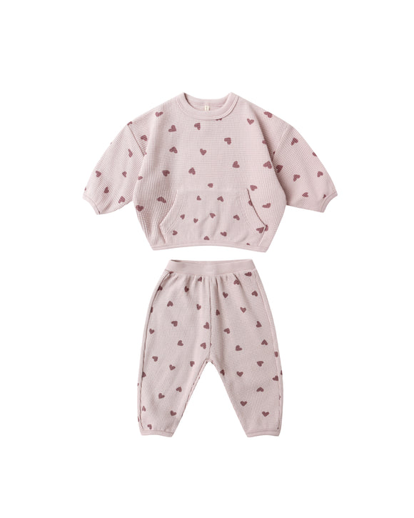 Waffle Slouch Set - Hearts