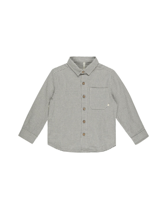 Collared Long Sleeve Shirt - Forest Gingham