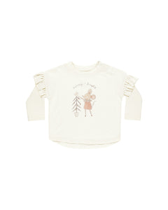 Ruffle Long Sleeve Tee - Mouse