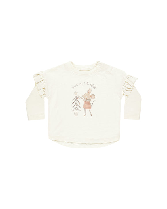 Ruffle Long Sleeve Tee - Mouse