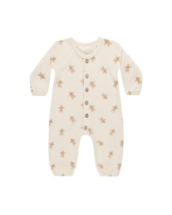 Waffle Long Sleeve Jumpsuit - Gingerbread