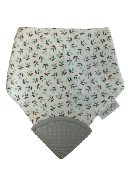 Organic Cotton Teething Drool Bib - Blue Ditsy