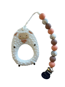 Teether with Clip - Mauve Sheep