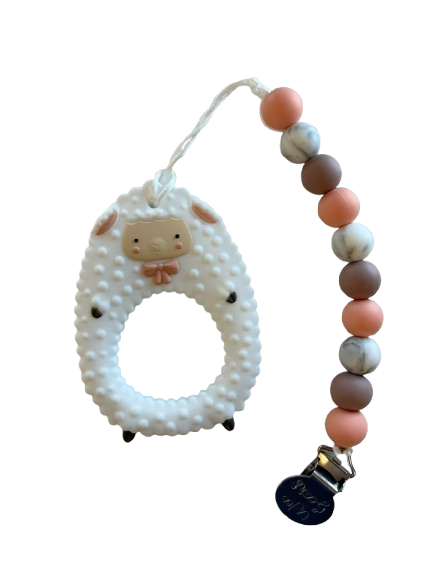 Teether with Clip - Mauve Sheep