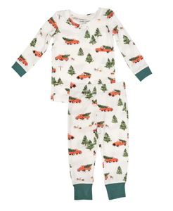 Long Sleeve Vintage Red Truck Pajama Set