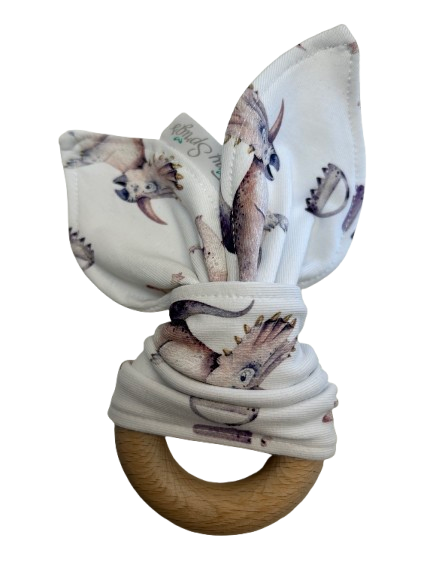Organic Cotton Bunny Teether  - Dinosaur