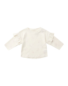 Ruffle Long Sleeve Tee - Snow Owls