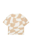 T-shirt Brown Checker - Egret