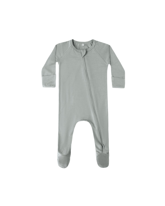 Bamboo Zip Footie - Steel Blue