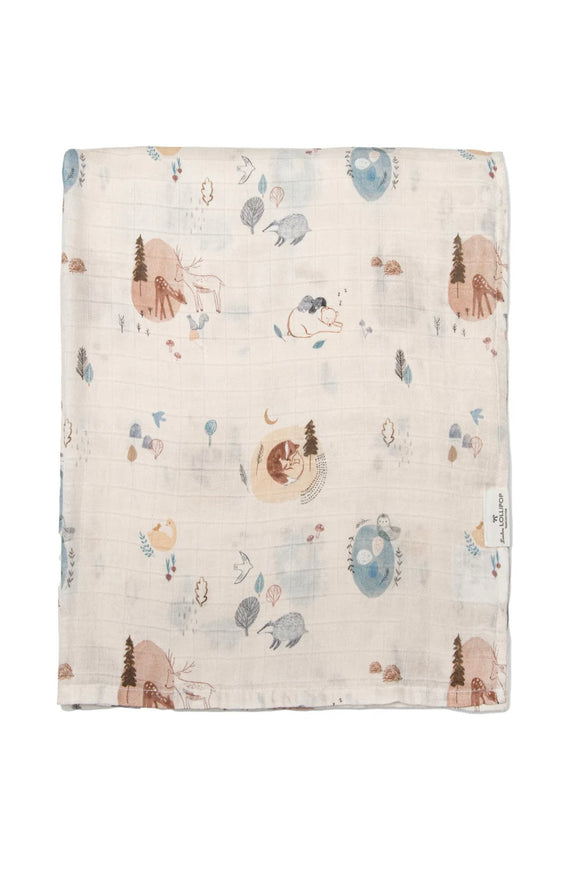 Bamboo Muslin Swaddle - Cozy Forest