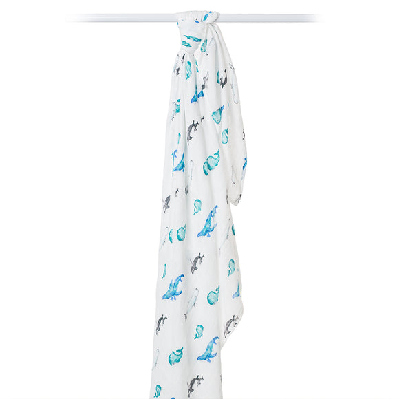 Deluxe Muslin Swaddle - Whales