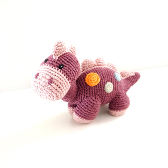 Purple Steggi Dinosaur Crochet Rattle Crochet Rattle
