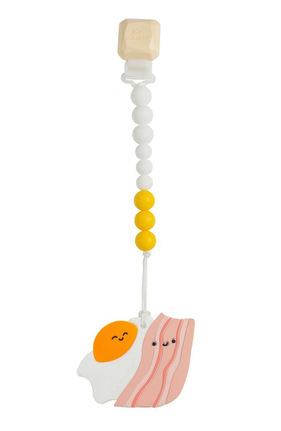 Teether with Clip - Bacon & Egg