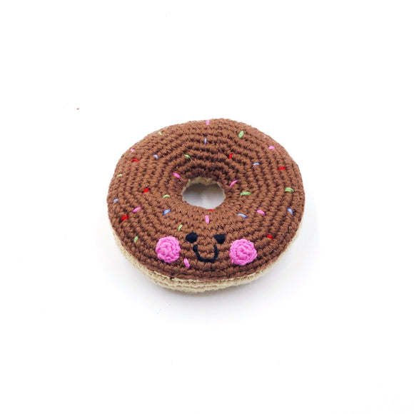 Chocolate Donut Crochet Rattle