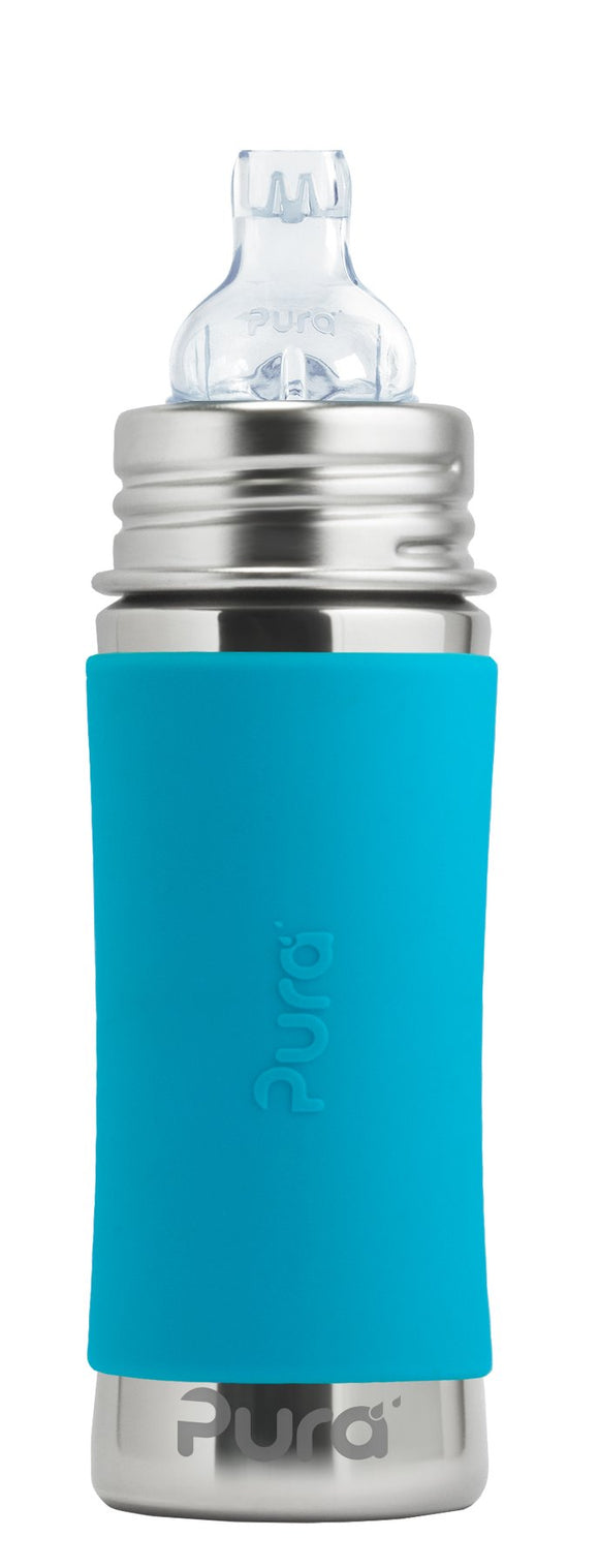 Stainless Steel Sippy Bottle - Aqua