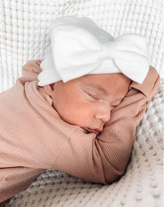 Newborn Hat - Bow - White