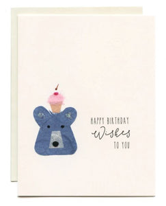 Flaunt Cards Birthday Bear with Cupcake