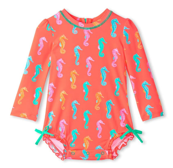 Painted Sea Horse Baby Rashguard Swimsuit