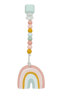Teether with Clip - Rainbow Pastel