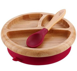 Avanchy -Suction Plate & Spoon bamboo - Pink